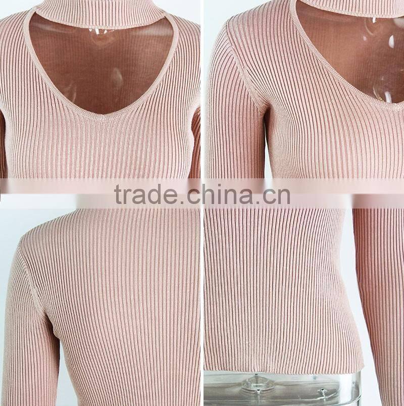 Elegant halter knitted sweater Autumn winter white short pullover women tops Slim v neck black jumper casual pull femme
