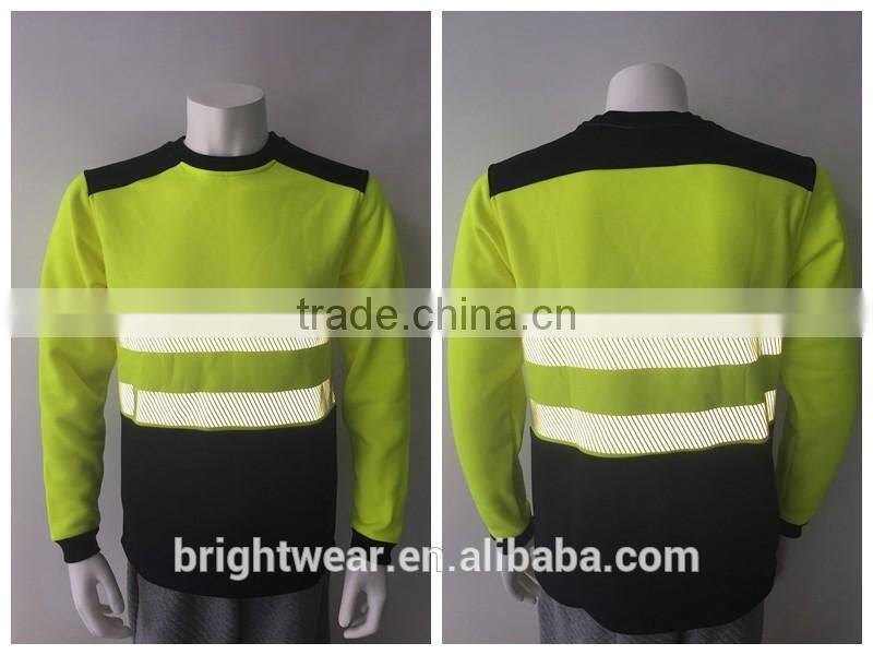 80% polyester 20% cotton fleece hi vis safety sweatshirt