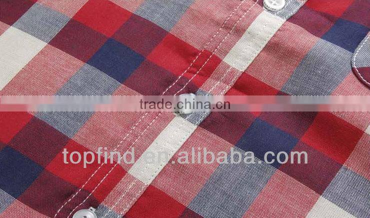 100% cotton fashion latest casual plaid style Short Sleeve Shirt for Men