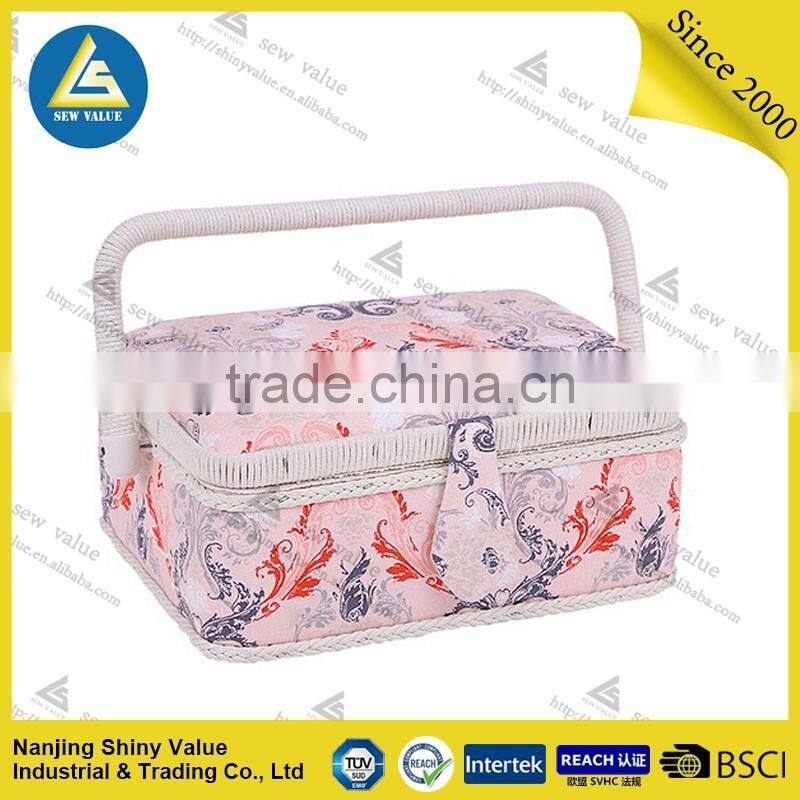Non woven type fabric covering sewing basket with sewing kit