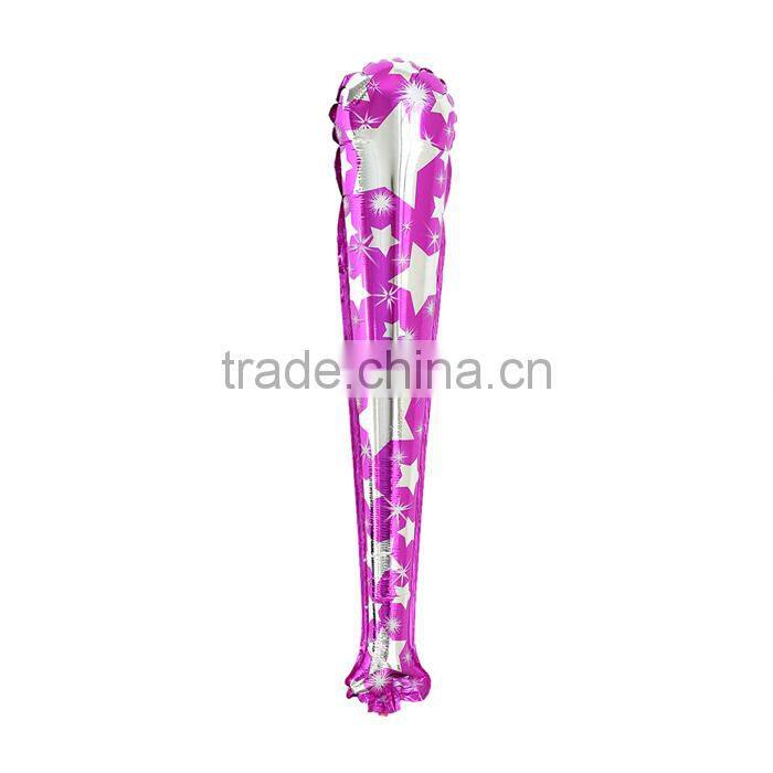 Aluminum Foil Balloons Party Decoration Baseball Bat Fuchsia Star Pattern