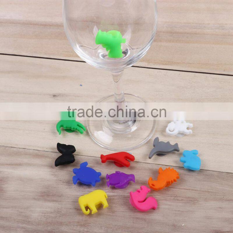 Wine Accessories Silicone Wine Glass Charms Animal Multicolor Silicone Wine Glass Makers