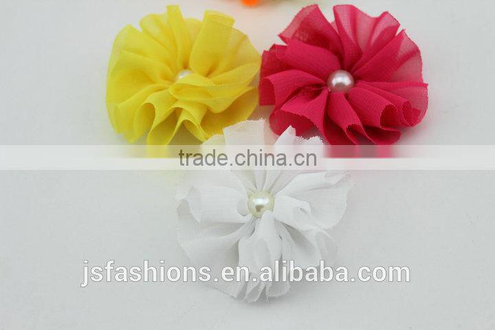 15 colors 5.5 cm fabric floral chiffon flower accessories, hair clip, shoes and garments accessories,DIY crafts flowers