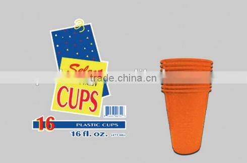 plastic cups 16oz orange disposable