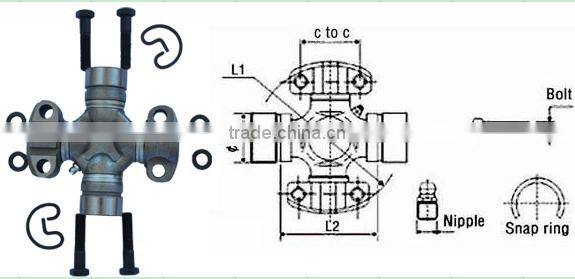 (5-2031X Series)High Precison Cross-shaft Universal Joint with 2 Wing And 2 Grooved Round Bearings