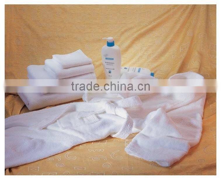 Microfiber and terry cloth hotel bathrobe