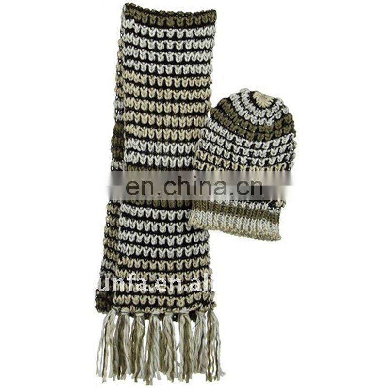 newest fashional pretty super soft cozy warm beanie scarf set