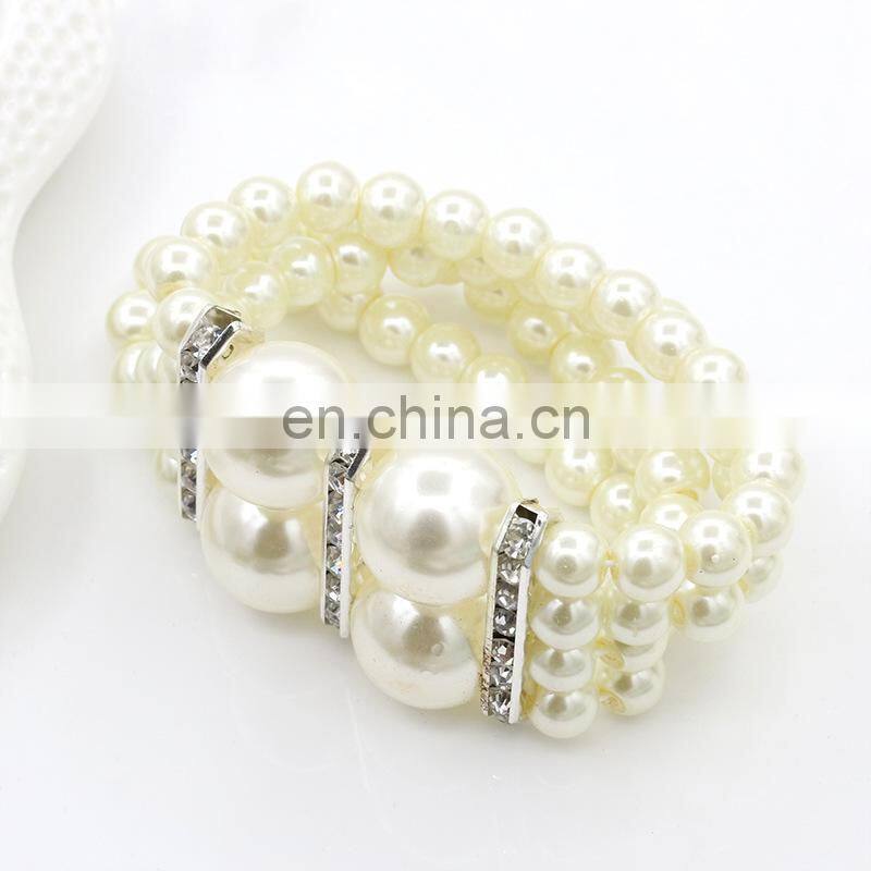 New Design 4 Rows Wedding Jewelry Bracelet Diamond Imitation Pearl Bridal Bracelet