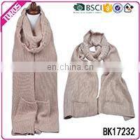 New design Acrylic Knitted Hat Scarf Attached