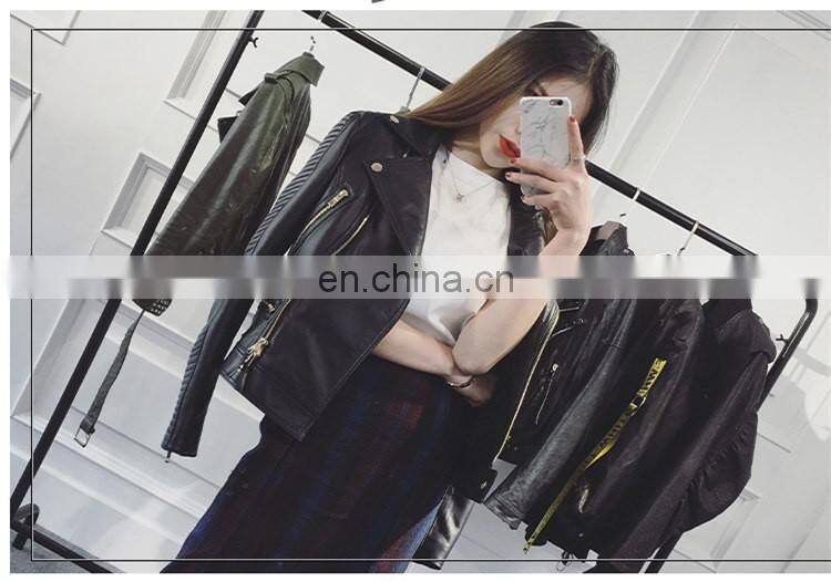 Hot Sale Slim Real Leather Coat Womens Leather Motorcycle Jacket