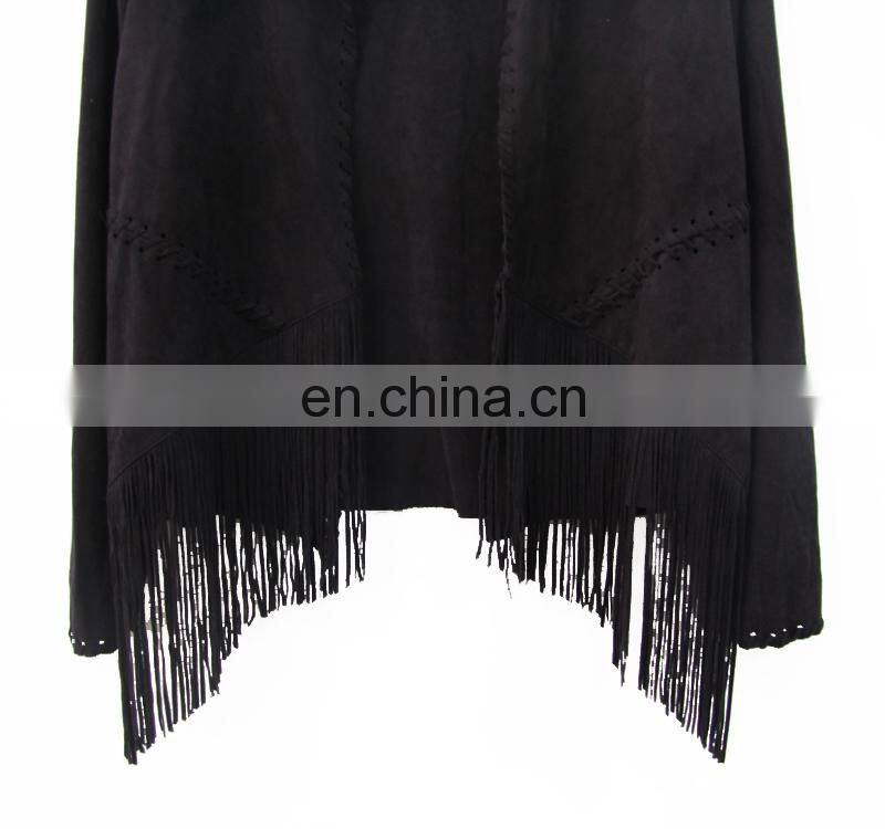 tassels suede fabric of lady's coat