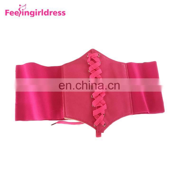 Fashion Women Wide Waist Belt Slim Pvc Lace Up Waist Belt Elastic Waistband Wholesale