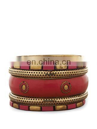 A Set of 4 Wood and Brass bangles Christmas Gift
