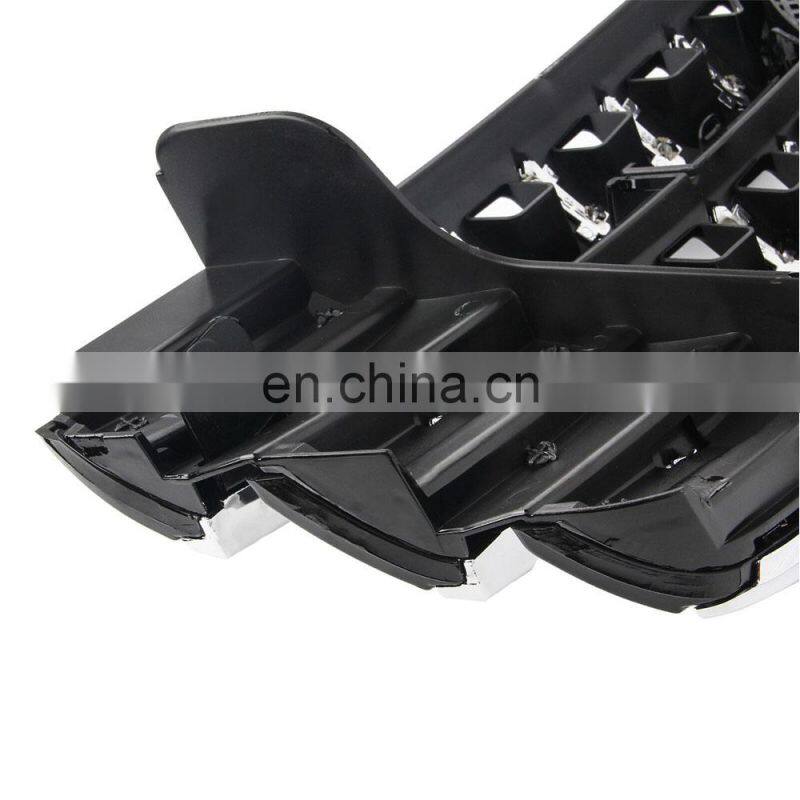 Black Chrome 3 Front Grill Grille+Emblem for Mercedes-Benz ML63 AMG W164 2005-08