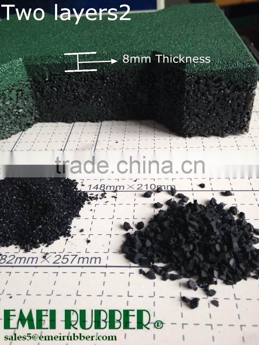 Dog-bone Interlocking recycled rubber tile