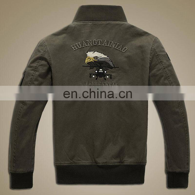 Customized plus velvet military uniform men's jacket slim standing collar cotton men's casual bomber jacket