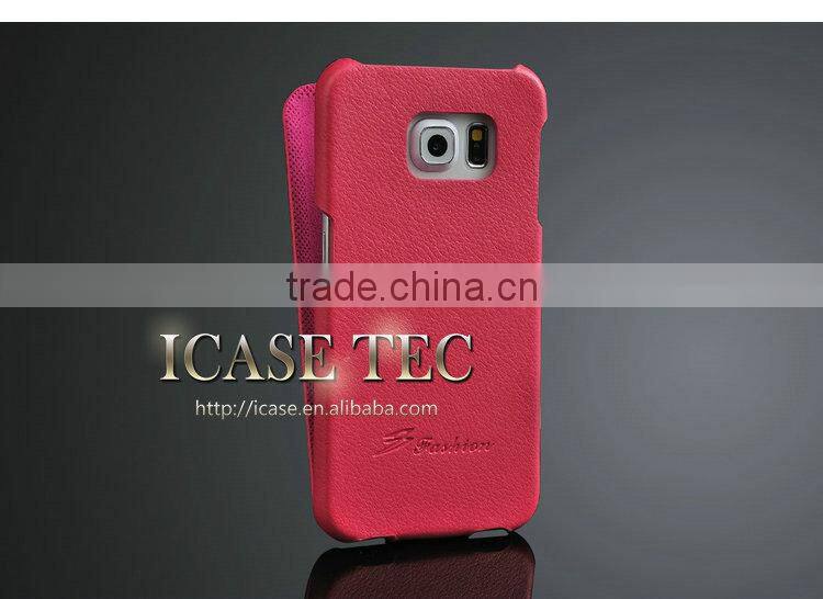 iCasetec Flip Leather Wallet Stand Case for Samsung Galaxy S6 edge