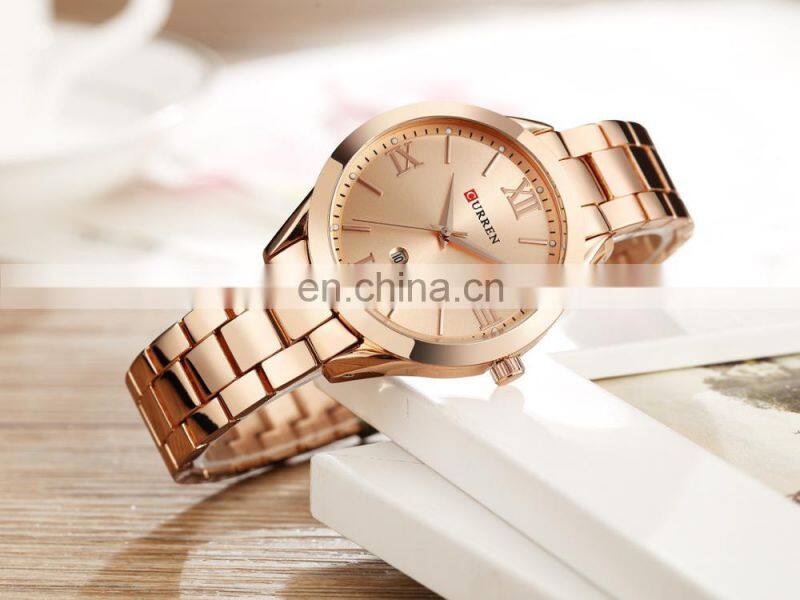 CURREN 9007 Elegant Quartz Japan Movt Ladies Watch Date Stainless Steel Women Fashion Hand Watches Clock