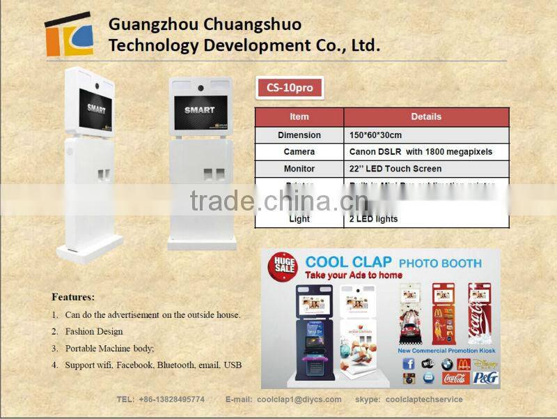 Instant Fun Adverting Cabine Photo With Touch Screen