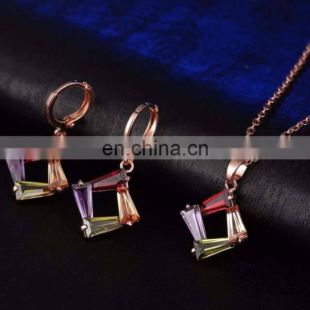 High Quality Coloful Diamond Rhinestone Bridal Set Jewelry