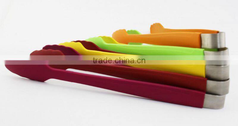 Cool Color Silicone Long Handle Kitchen Tongs
