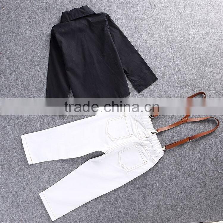 Foreign Trade Children Wholesale F 1737 Spring Autumn New Style Boy Straps Child Suit Shirt+Straps +Pants 3pcs Sets