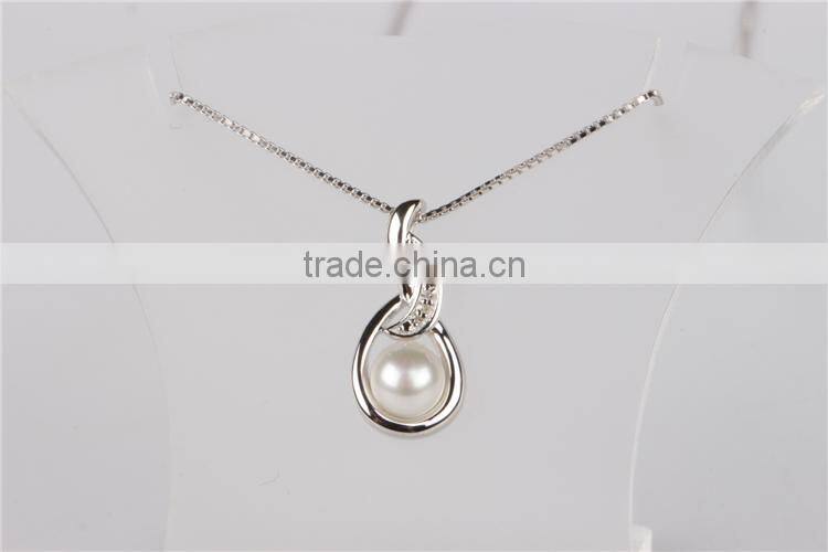 wholesale 925 sterling silver pendants fashion simple design pearl necklace silver necklace