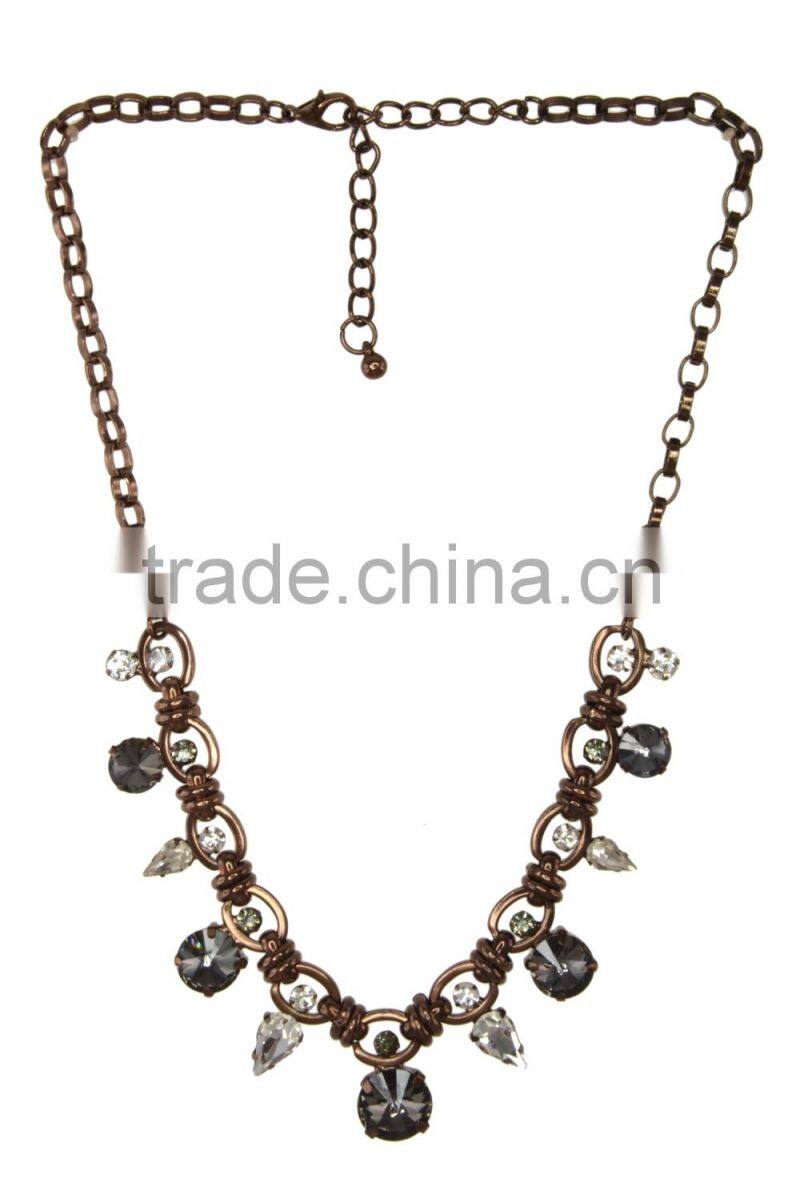 Rhinestone and Faux Gem Charm Necklace