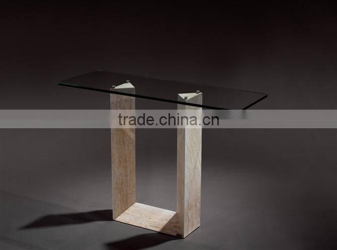 Modern Console Table U Shape Marble Console Table Base Living Room Top Glass Console Table