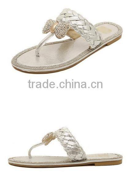 fancy women flat sandal shoes for girls women bow knot buckle flat sandal