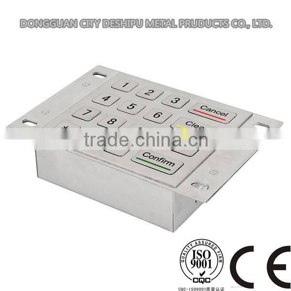 16 keys vandal proof metal numeric function keypad