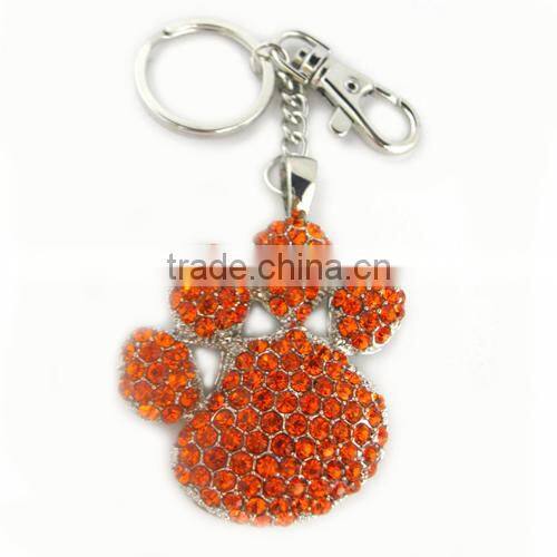 Cross leopard keyring fashion rhinestone fleur de lis keychain