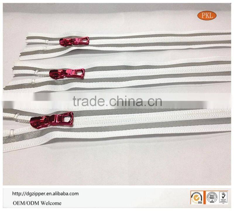 YKK Quality Key Lock slider Reflective Tape Nylon Zipper