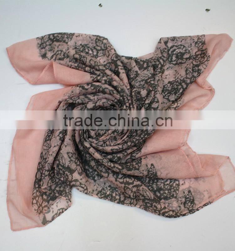 Spring scarf lady's 100 polyester scarf