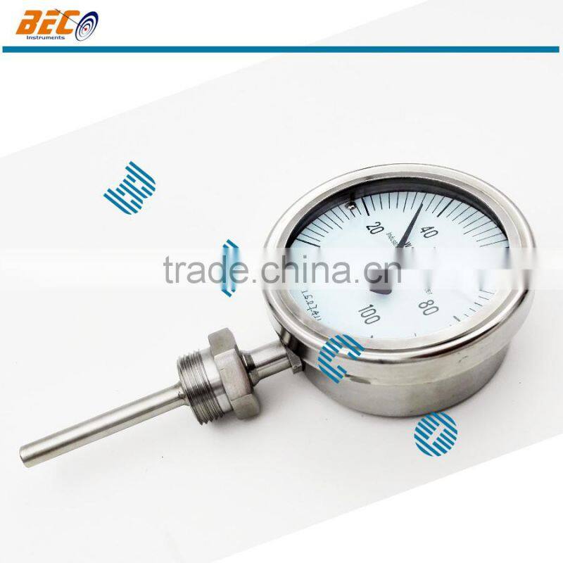 Industrial pipe temperature gauge range from 0 to 100 degree centigrade