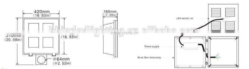 High efficiency 400w MH relacement 120w led shoebox light