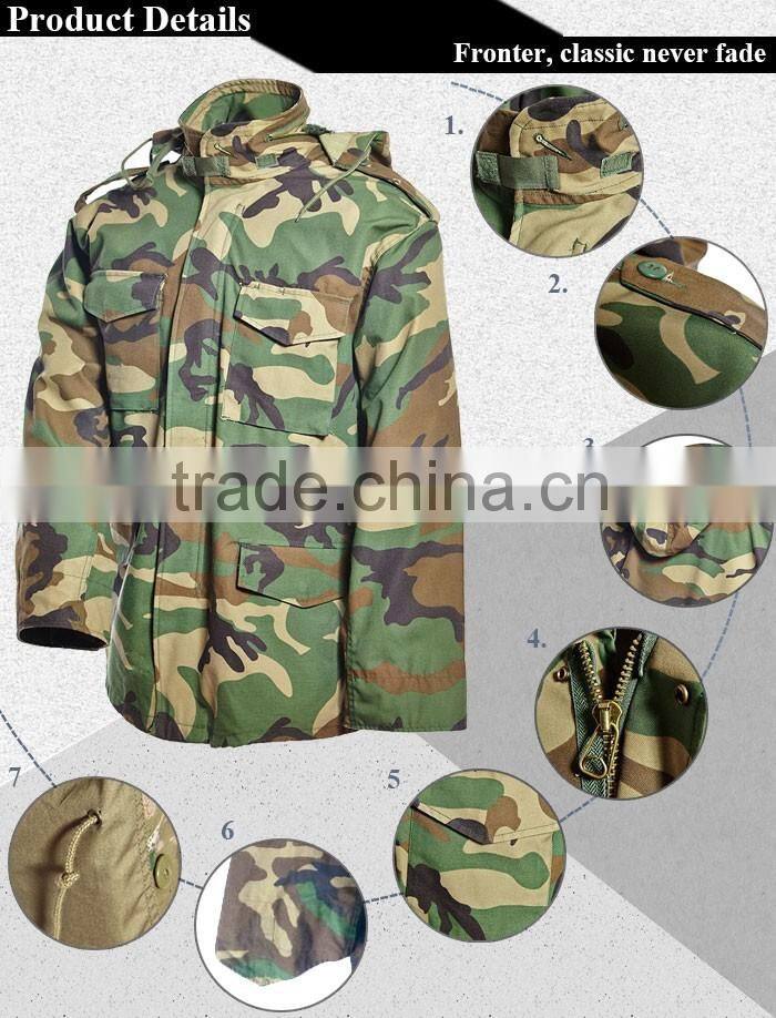 Outerwear military M-65 field coat with liner winter weight 320 gram sateen fabric waterproof