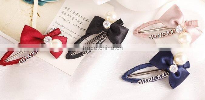 korean fashion hair bow crystal hair clip bulk hair accessories