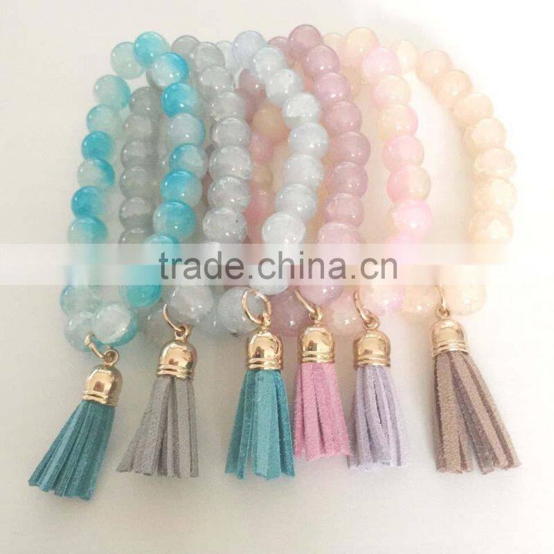 Monogram Bangle Wire Bracelet with Engraved Icon on Acrylic Disc