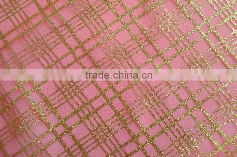 Polyester Tulle Metallic Printed Fabric for Decoration and Dress DSN 390