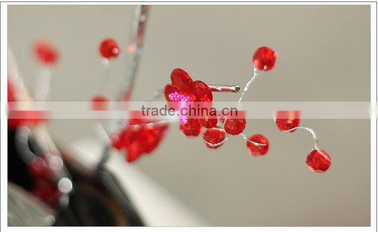 Home decor interior decorating ceramic vase electroplated with crystal flower