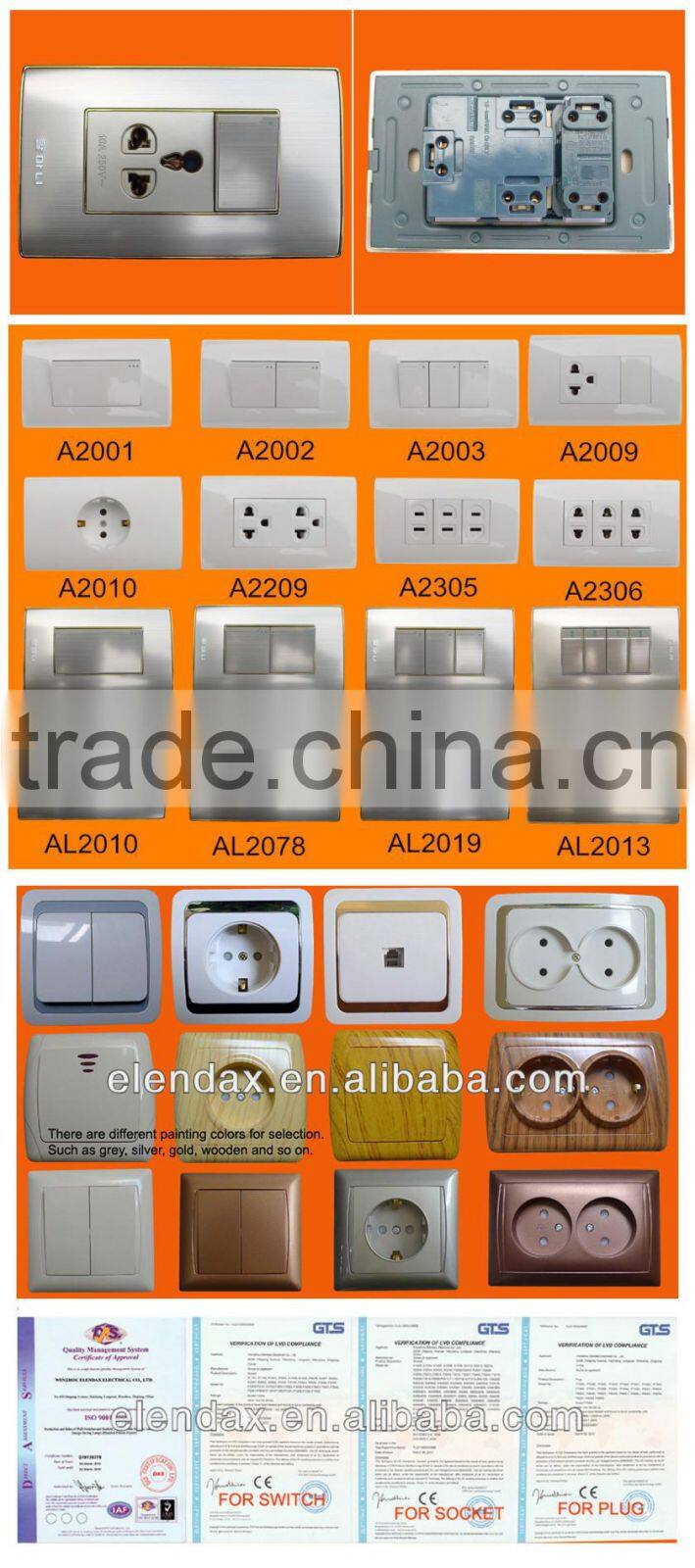 2015 new American US aluminium copper socket switch (AL2019)