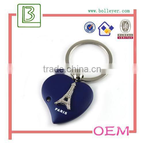 heart shape eiffel tower metal keychain