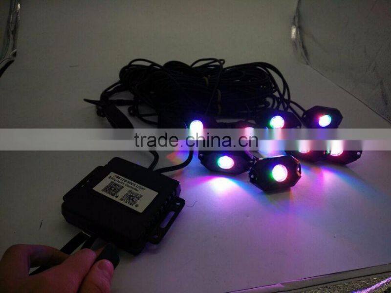 RGB LED Rock Light With Bluetooth / Cell Phone / Timing / Music Mode / Flashing / Automatic Control Under OffRoad Truck SUV ATV