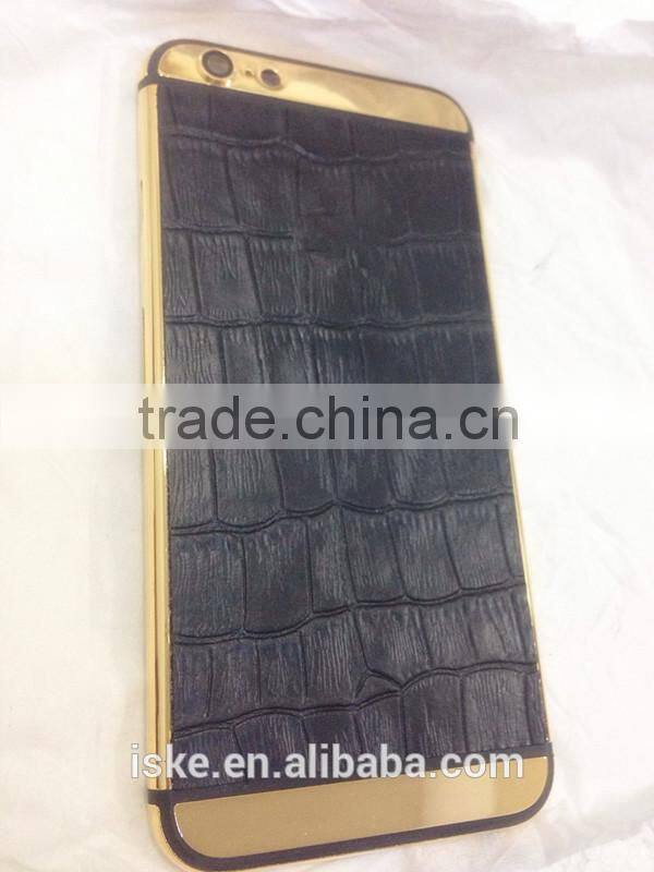 Best selling 24kt gold with genuine leather custom housing for iPhone 6s Case