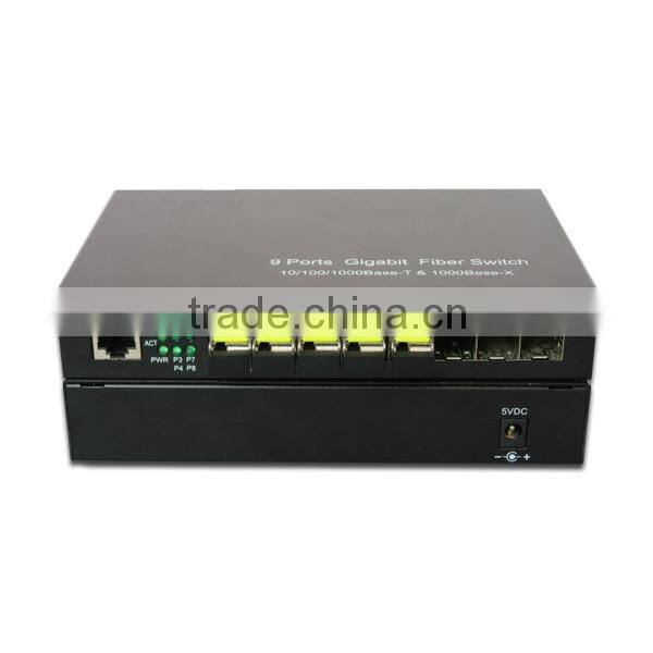 8 Port 10/100/1000Mbps sfp fiber switch with 1000 base-FX Rj45 Port Network Switch