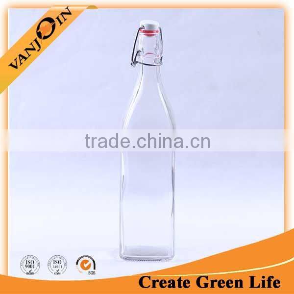 Customized Glass Bottle with Decal and Swing Top