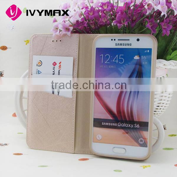 Wholesale Alibaba Flip Leather for Samsung S6 Case, Mobile Phone Wallet Case for Galaxy S6