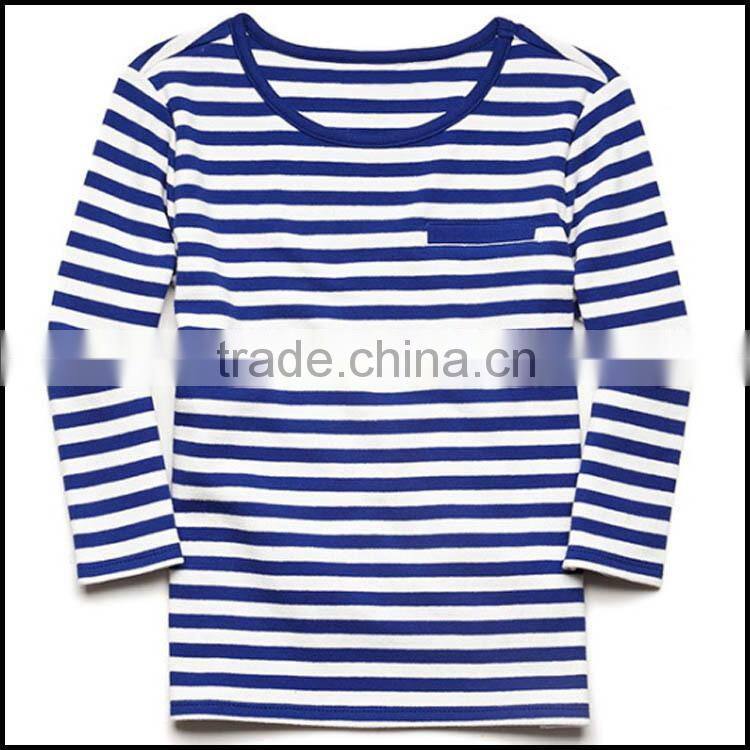 100% cotton kids long sleeve stripe t shirt with round neck accept OEM