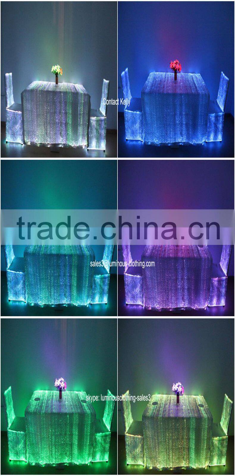 wholesale fiber optic luminous light fitted banquet table cover